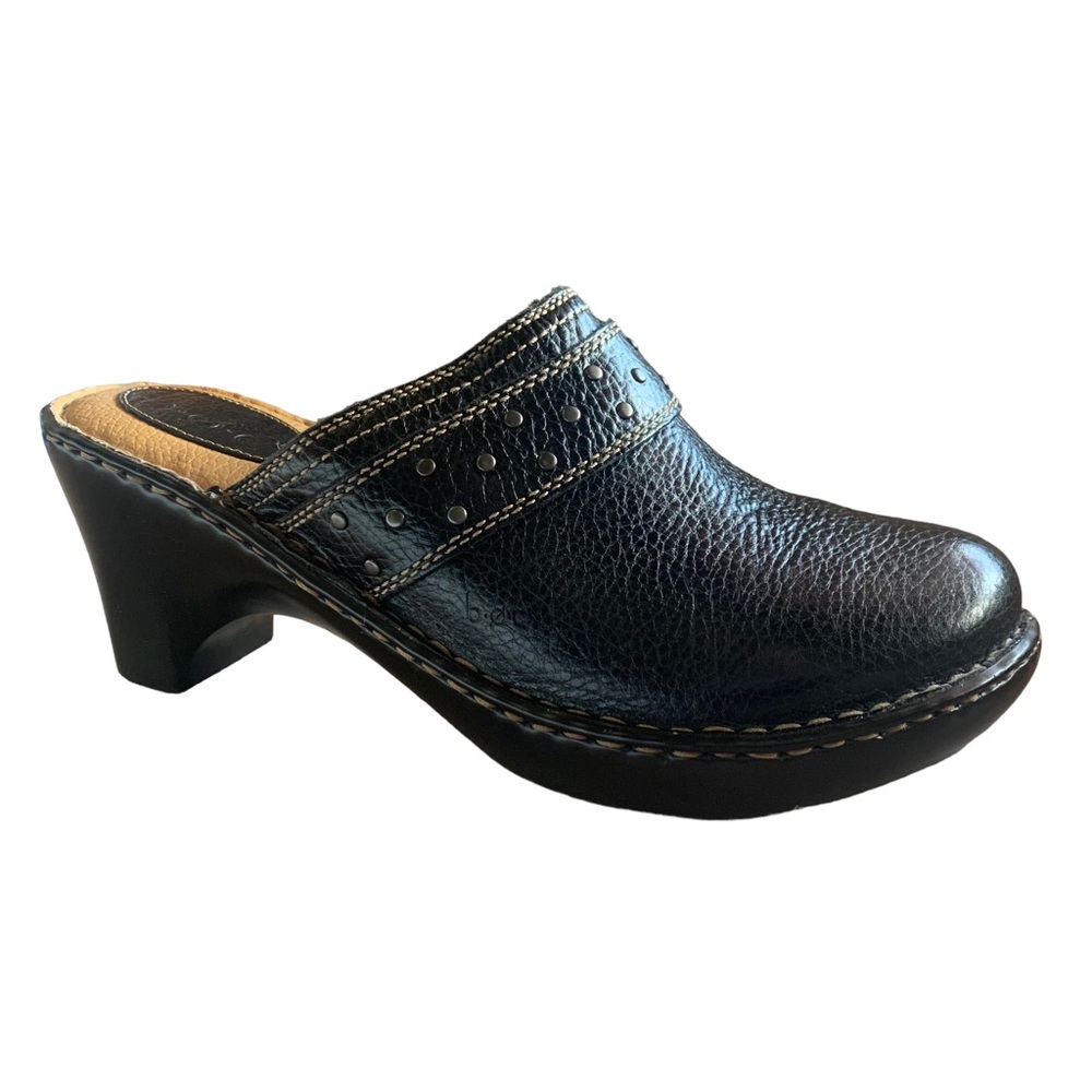 b.o.c. Black Pebbled Leather Clogs